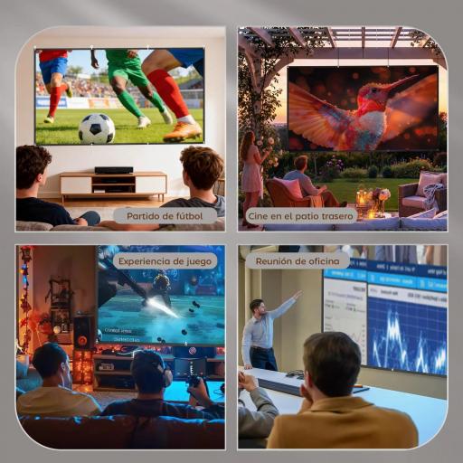 Pantalla de Proyección Manual 120 Pulgadas Formato 16:9 HD 4K/8K para Interior y Exterior Blanco [3]