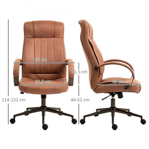 Silla de Escritorio Giratoria con Altura Ajustable Reposacabezas Reposabrazos y Respaldo 65x71,5x114-122 cm Marrón [3]