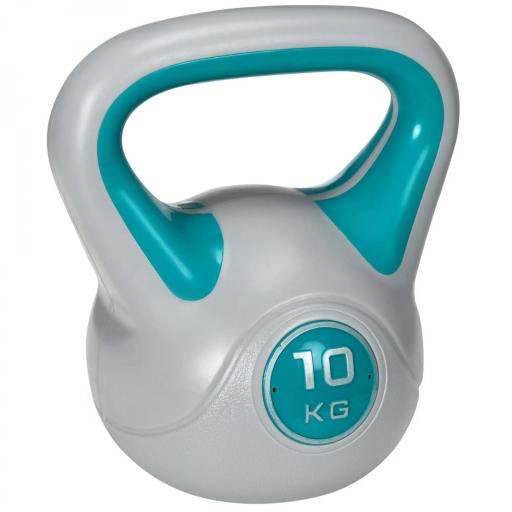 Pesa Rusa 10 kg Revestimiento de PU y Relleno de Arena para Entrenamiento de Fuerza 22x16x26 cm Azul y Gris [9]