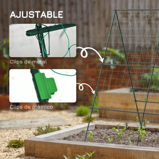 Soporte para Plantas Trepadoras de Jardín Triangular con Estructura de Acero para Frutas Verduras 180x100x180 cm Verde [3]