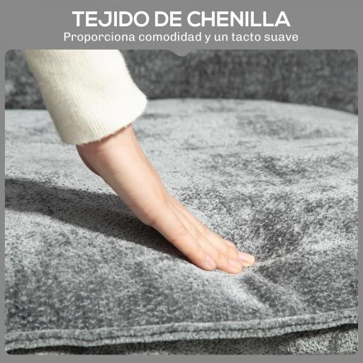 Butaca Moderna para Relax con Tapizado en Chenilla Estructura de Acero y Reposabrazos con Bolsillos 68x76x81 cm Gris [3]