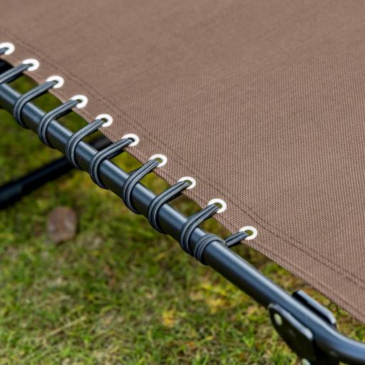 Tumbona Plegable con Respaldo Ajustable Reposacabezas Acolchado y Estructura de Acero para Exterior 189x58x30 cm Marrón [7]