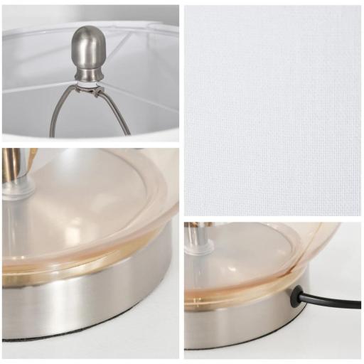 Juego de 2 Lámparas de Mesa Lámparas de Mesita de Noche con Casquillo de Lino E27 Máx. 40W para Salón Ø30x56 cm Blanco [2]