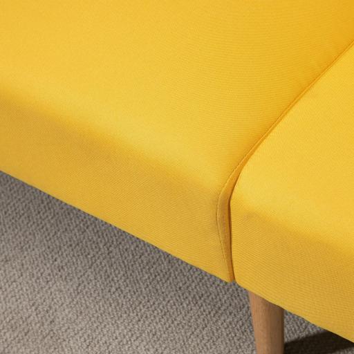 Sofá Cama de 3 Plazas Moderno 173x75x73 cm Sofá Cama Plegable Tapizado en Lino Sintético con Respaldo Ajustable en 3 Niveles y Reposabrazos Desmontables para Salón Oficina Amarillo [6]