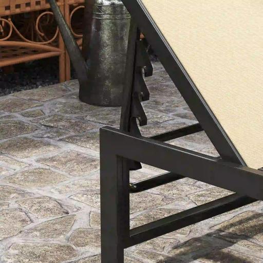 Tumbona Reclinable de Jardín Exterior con Respaldo Ajustable en 4 Posiciones y Marco de Acero 166x60x84 cm Caqui [6]