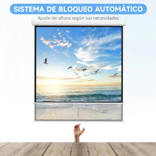 Pantalla de Proyección Portátil 99 Pulgadas Formato 1:1 para Interior y Exterior Cine en Casa Patio 178x178 cm Blanco [4]