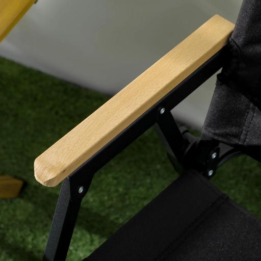 Set 2 Sillas de Jardín Plegables con Reposabrazos Sillas para Camping y Playa en Tela Oxford y Acero 54x59x78 cm Negro [7]