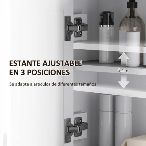 Armario de Pared para Baño Mueble de Baño Suspendido con 2 Puertas de Ratán PE Estante Ajustable 60x19,5x49,4 cm Blanco [3]