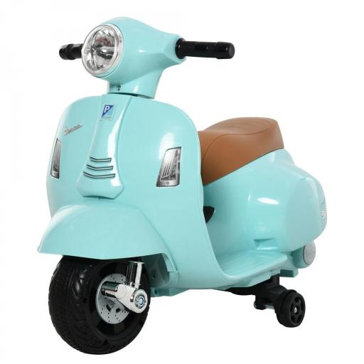 Motocicleta Infantil con Faro Bocina y 4 Ruedas Moto Eléctrica Vespa para Niños con Licencia 66,5x38x52 cm Verde [9]