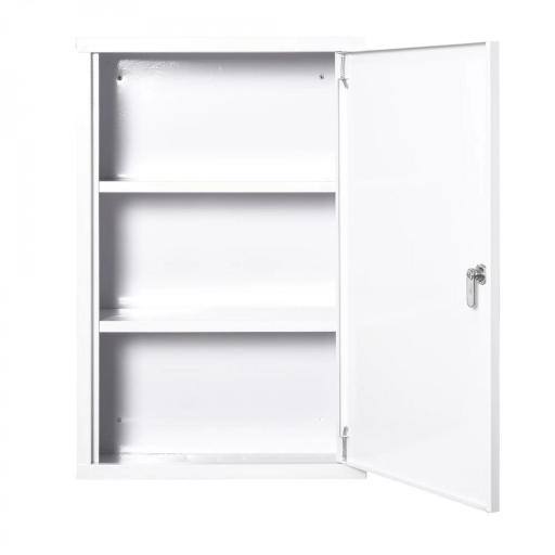 Botiquín de Pared de Metal con 3 Estantes y Cierre con Llave Armario de Medicamentos 40x18x60 cm Blanco [9]