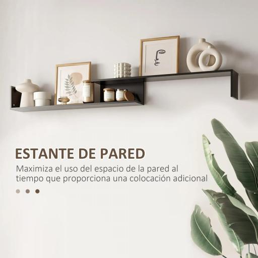 Mueble de Salón para TV Conjunto Muebles de TV 153,6x25x42cm y Estante de Pared 150x14,5x16,3cm Negro y Marrón [3]