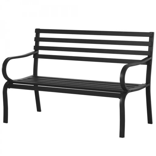 Banco de Exterior de Metal de 2 Plazas con Reposabrazos Carga 240 kg para Patio Terraza 127x58x82 cm Negro [8]