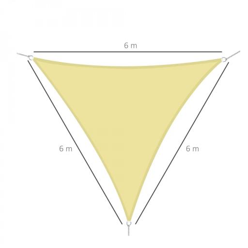 Toldo Vela Triangular 6x6x6 m Vela de Sombra para Jardín Patio Terraza Poliéster Anti UV Color Arena [1]