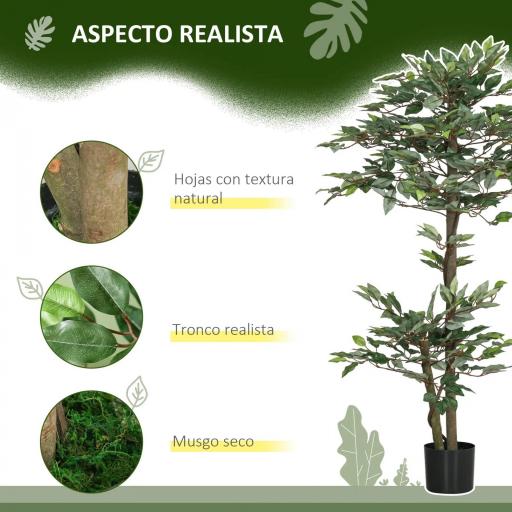 Ficus Artificial 150 cm Planta Artificial con 1008 Hojas Musgo y Maceta Planta Artificial Decorativa Verde [5]