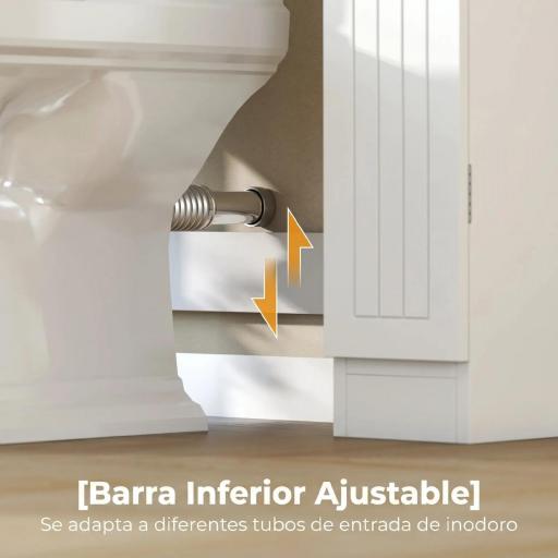 Mueble sobre Inodoro con 2 Armarios Cajón Abatible Portapapeles y Estantes Ajustables 88x18x98 cm Blanco [6]