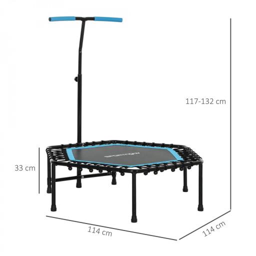 Trampolín de Fitness 114x114x132 cm con Mango Ajustable de 3 Niveles y Marco de Acero Azul [1]