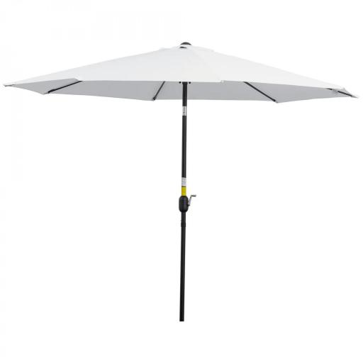 Sombrilla de Jardín Ø300x250 cm con Manivela Parasol Exterior con Mecanismo de Inclinación y Poste Desmontable de Metal para Terraza Piscina Patio Blanco [9]