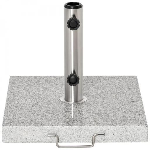 Base de Sombrilla Exterior Universal 25 kg de Mármol con 2 Ruedas y Asa de Transporte Tubo de Ø35/38/48 mm Soporte de Parasol para Jardín Balcón Patio 40x40x36 cm Gris [7]