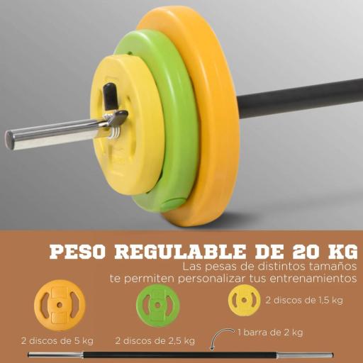 Barra de Pesas con 6 Discos de Pesos 1,5kg 2,5kg 5 kg para Entrenamiento Fuerza y Brazos 130x28x28 cm Multicolor [3]