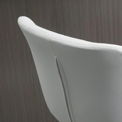 Juego de 2 Taburetes Altos de Cocina y Giratorio Taburetes Altos de Cuero Sintético con Respaldo y Estructura de Metal 47x51,5x92-114 cm Blanco [7]