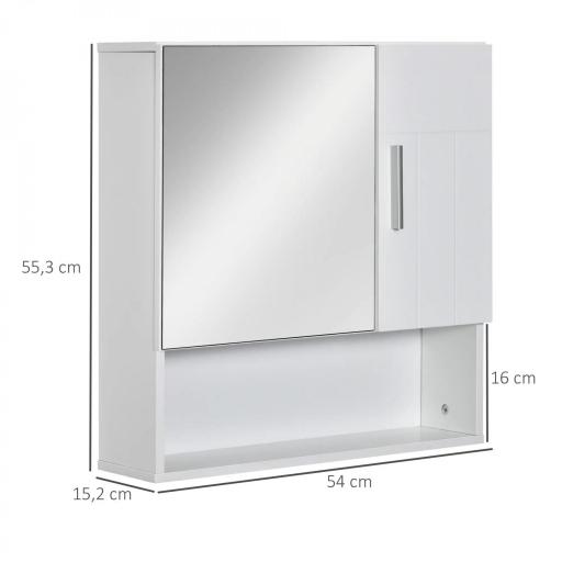 Armario de Baño con Espejo Mueble Colgante de Aseo con 2 Puertas y 2 Estantes Ajustables Interiores 54x15,2x55,3 cm Blanco [1]