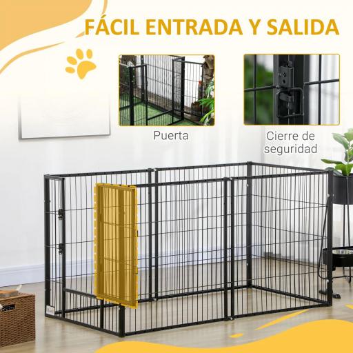 Parque para Perros de 6 Paneles Ajustable Valla Metálica para Mascotas con Marco de Acero 82,5-150x79x81 cm Negro [2]