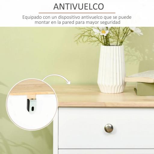 Aparador de Cocina Mueble Auxiliar de Almacenaje para Comedor Salón Estilo Moderno Antivuelco 101x40x85 cm Blanco [7]