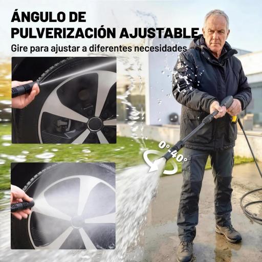 Hidrolimpiadora de Alta Presión 1600W 120 Bar con Bomba Boquilla Ajustable y Parada Automática 29,5x22x60 cm Amarillo [3]
