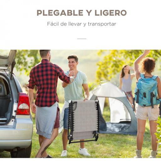 Tumbona Plegable, Tumbona Jardín Exterior Reclinable 4 Posiciones con Reposacabezas y Marco de Acero, Carga 120 kg, para Terraza, Piscina, Playa, 189x58x30 cm, Crema [5]
