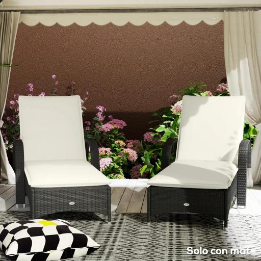  2 Cojines para Tumbonas de Jardín con Protección UV Resistentes a Salpicaduras 193x58x6 cm Crema [2]