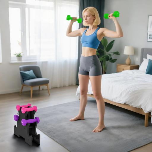 Set de Mancuernas Hexagonal 2 x1kg 2 x2kg 2 x3kg con Soporte de Almacenamiento para Entrenamiento en Casa Multicolor [5]