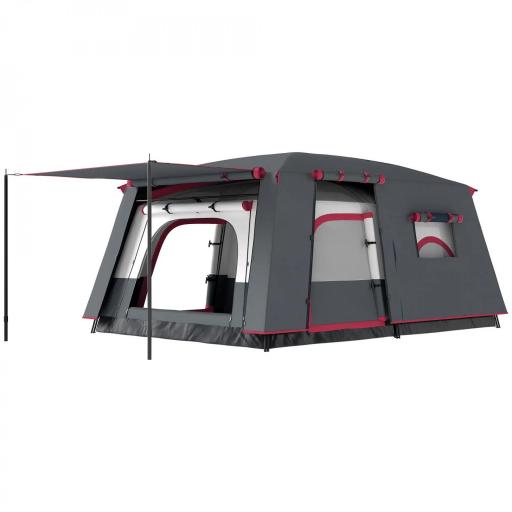 Tienda de Campaña Familiar 5 Personas con 2 Habitaciones Zona de Estar y Protección Impermeable 430x305 cm Rojo [8]