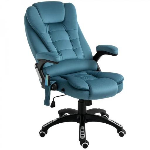 Silla Oficina con Masaje de 6 Puntos con Función Basculante con Calefacción Altura Ajustable 68x72x110-120 cm Azul [9]