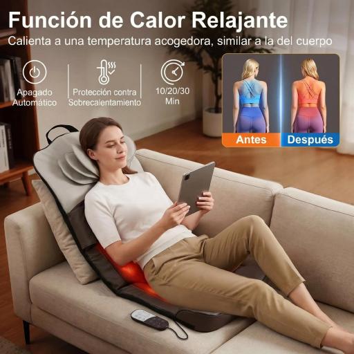 Colchón de Masaje Plegable con Calefacción Compresión de Aire 4 Modos 3 Intensidades Apagado Automático Marrón [4]