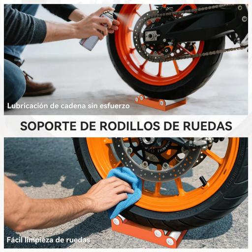 Soporte Rodillo Moto para Limpieza de Neumáticos y Lubricación de Cadenas Moto < 220 kg y Ancho de Neumático <180 mm [2]