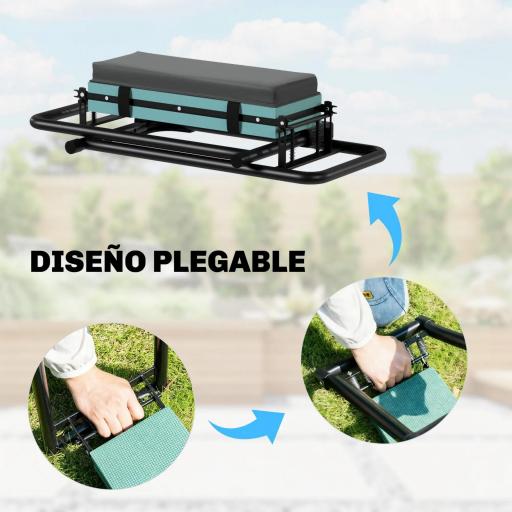 Taburete de Jardín Plegable con Almohadilla de Espuma EVA Asiento de Jardín con Bolsa para Herramientas Gris Oscuro [2]