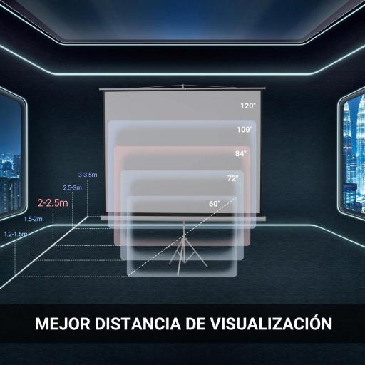 Pantalla de Proyector Manual con Soporte 84 Pulgadas Pantalla de Proyección Portátil Formato 4:3 para Interior y Exterior Cine en Casa Patio 171x131 cm Blanco [3]