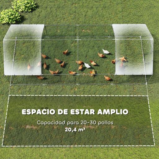 Gallinero para Exterior Grande de Acero Galvanizado 6,8x3x1,9 m 20,4 m² con Cubierta Tela Oxford y Cerradura Plata [2]