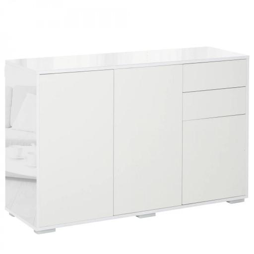 Aparador para Salón con 3 Puertas 2 Cajones y Estante Ajustable 117x36x74 cm Blanco [9]