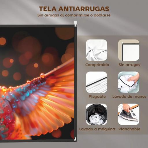 Pantalla de Proyección Manual 100 Pulgadas Formato 16:9 HD 4K/8K para Interior y Exterior Blanco [4]