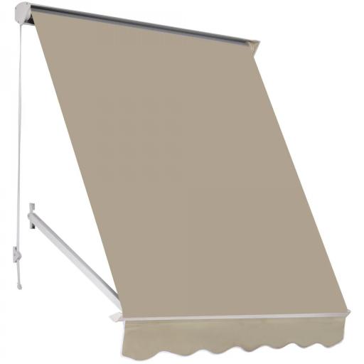 Toldo Retráctil de Exterior con Marco de Aluminio Ángulo Ajustable Protección UV e Impermeable 180x70 cm Beige [8]
