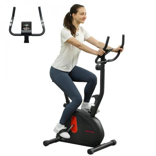 Bicicleta Estática con Resistencia Magnética Ajustable Sensor Pantalla LCD y Asiento Regulable 88x50,5x131,5 cm Negro [8]