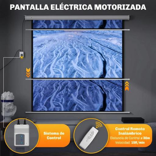 Pantalla de Proyector Eléctrica 92 Pulgadas Pantalla de Proyección con Control Remoto Formato 1:1 HD 4K Blanco [5]