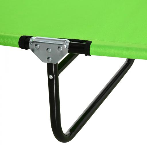 Tumbona Plegable con Respaldo Regulable en 4 Posiciones Tumbona de Jardín con Orificio de Lectura Almohada Marco Metálico y Tela Oxford para Playa Terraza Carga 120 kg 190x56x28 cm Verde [7]