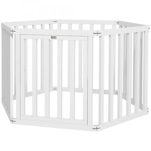 Parque para Mascotas Plegable de 6 Paneles 60x70 cm con Pies de Goma Antideslizantes y Forma Personalizable Blanco [9]