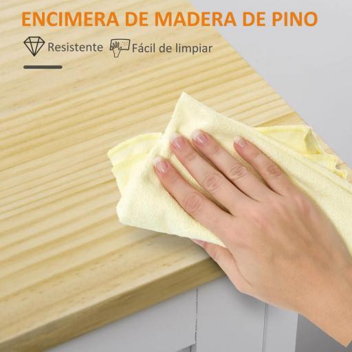 Carro de Cocina con Ruedas Carrito de Servicio con Cajones Estantes y Bandeja Extraíble 67x37x87 cm Blanco [5]