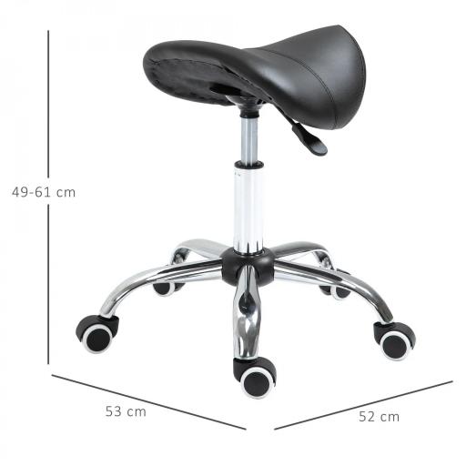 Taburete con Ruedas Taburete Giratoria con Altura Ajustable Taburete Cosmetica Dentista Peluqueria 52x53x49-61 cm Negro [1]