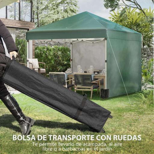 Carpa Plegable Pop-up 3x3 m con 2 Paredes Laterales Anti-UV Altura Ajustable Sacos de Arena y Bolsa de Transporte Verde [6]