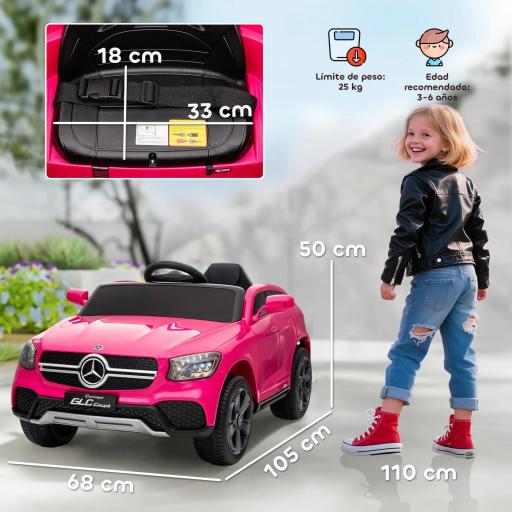 Coche Eléctrico para Niños Mercedes-Benz GLC Coupé 12V Mando a Distancia 2,4 G Motor Doble MP3 Rosa [1]