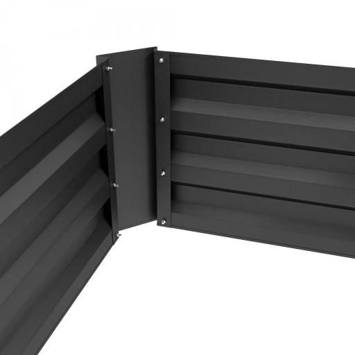 Juego de 2 Jardineras Exterior Grandes de Acero Galvanizado Huertos Urbanos para Terraza Jardín 100x50x30 cm Negro [7]